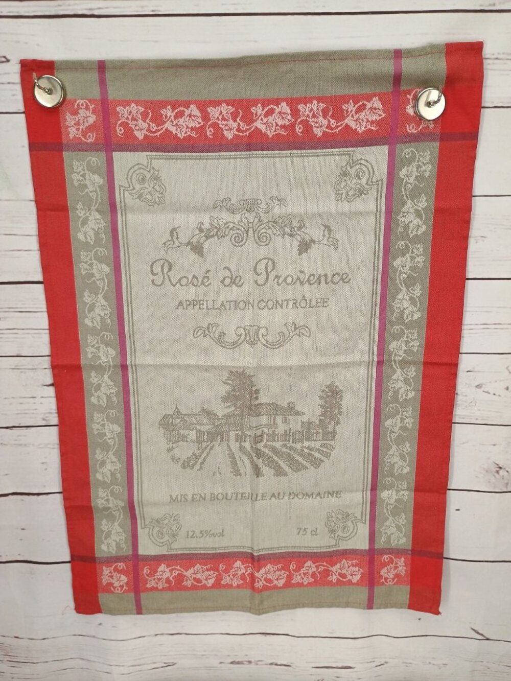 Rose De Provence French Wine Label Kitchen Towel Culinary Decor Jacquard Woven T